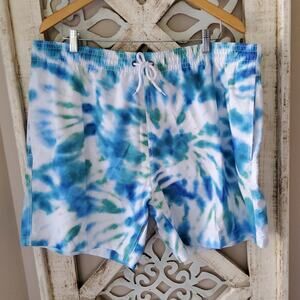 New Trunks Men's 7” Swim Shorts in Green Blue Tie Dye